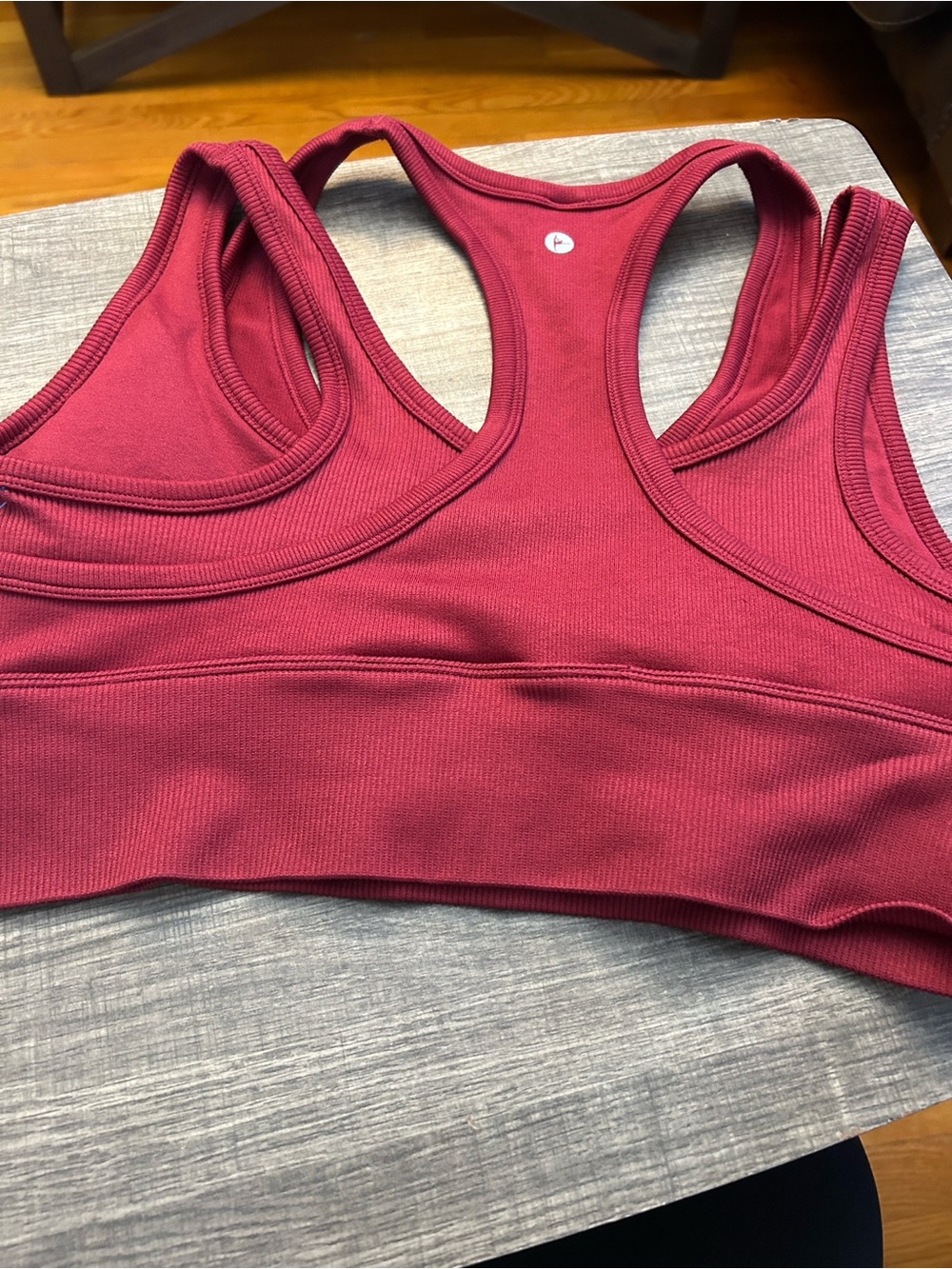 Ribbed Racerback Sports Bra - Burgundy